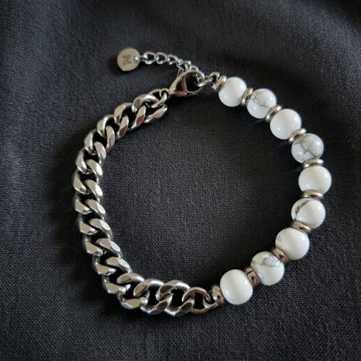 Marble Howlite & Steel bracelet