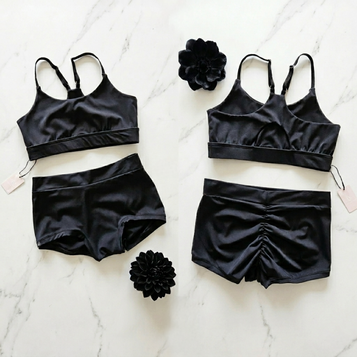 black set for pole dancing top cut out