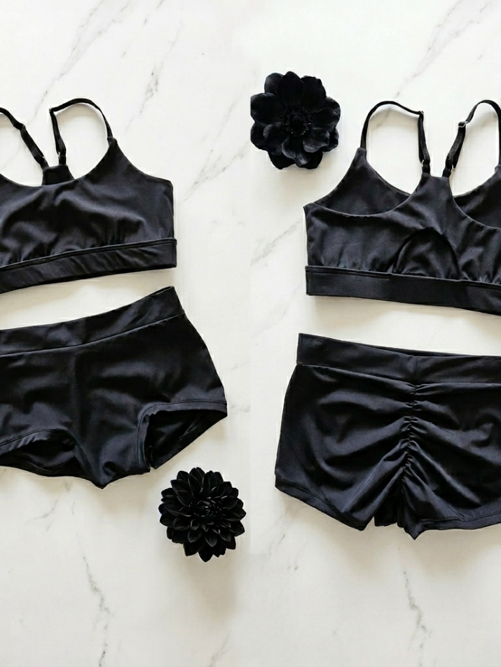 black set for pole dancing top cut out